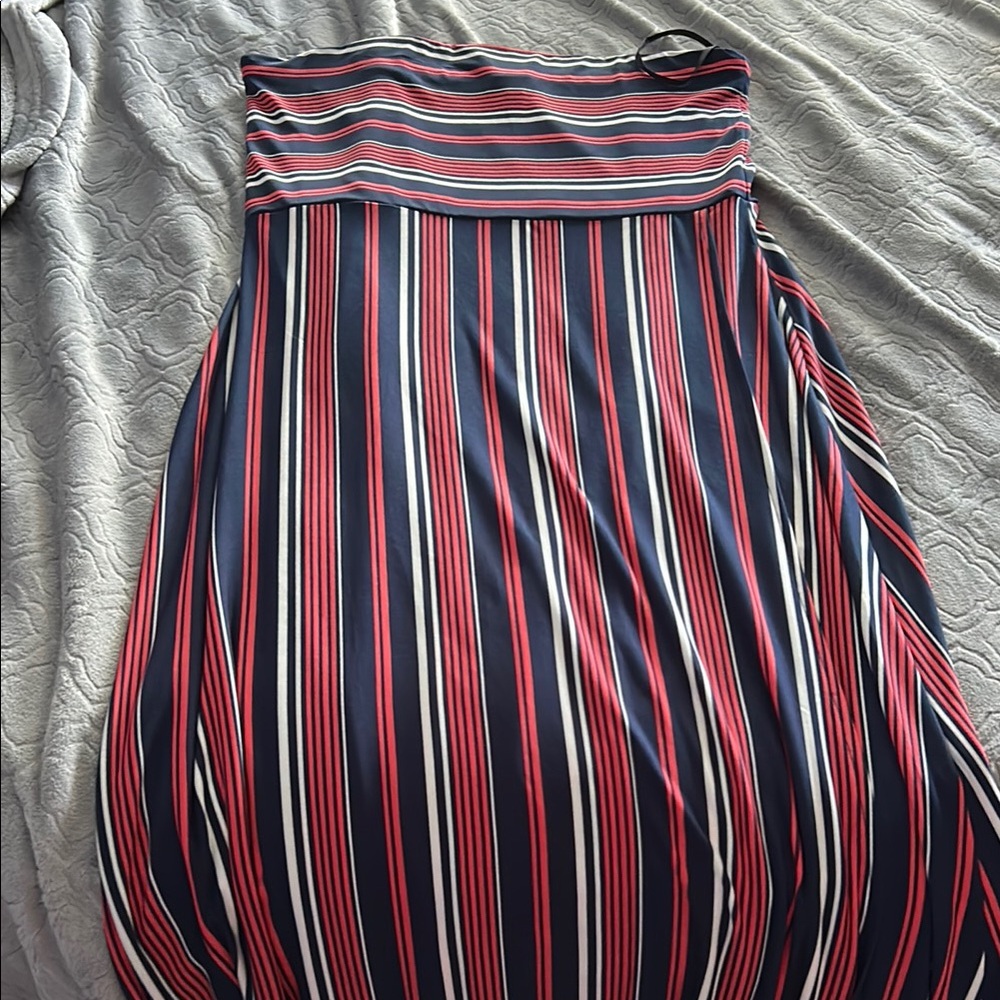 Banana Republic Navy and Red Striped Maxi Skirt